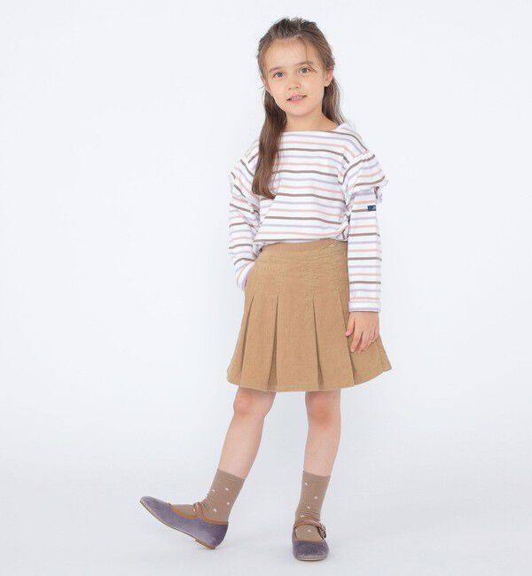 SHIPS KIDS「SHIPS KIDS:100～130cm/ボーダー フリル ロングスリーブ Tシャツ」|Tシャツ・カットソー|