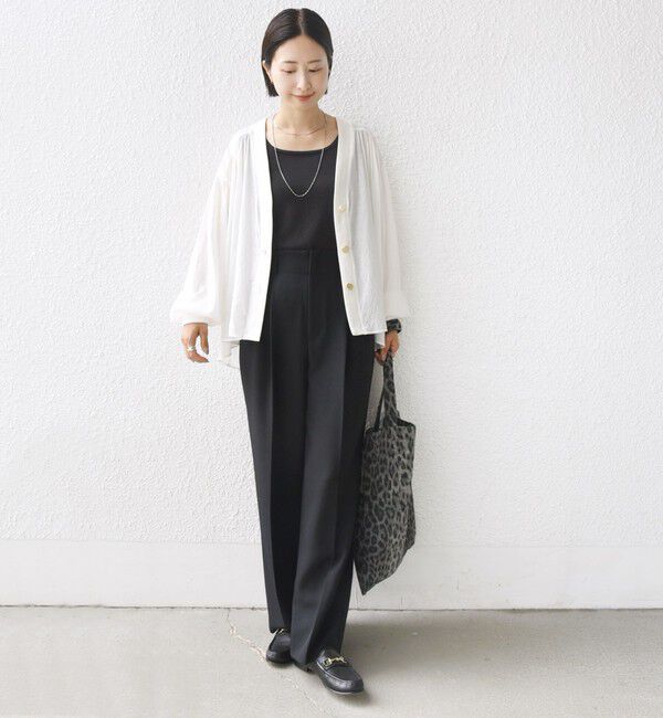 SHIPS for women「【WEB限定】〈手洗い可能〉シアー Vネック フレア シャツ カーディガン」|カーディガン|