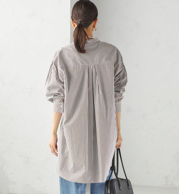 SHIPS for women「〈手洗い可能〉ストライプ バックタック チュニック シャツ」|チュニック|