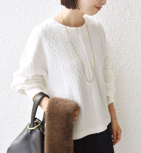 SHIPS for women「〈手洗い可能〉ケーブル ジャージー スキッパー プルオーバー」|Tシャツ・カットソー|