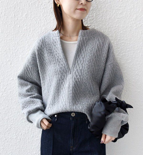 SHIPS for women「〈手洗い可能〉ケーブル ジャージー スキッパー プルオーバー」|Tシャツ・カットソー|