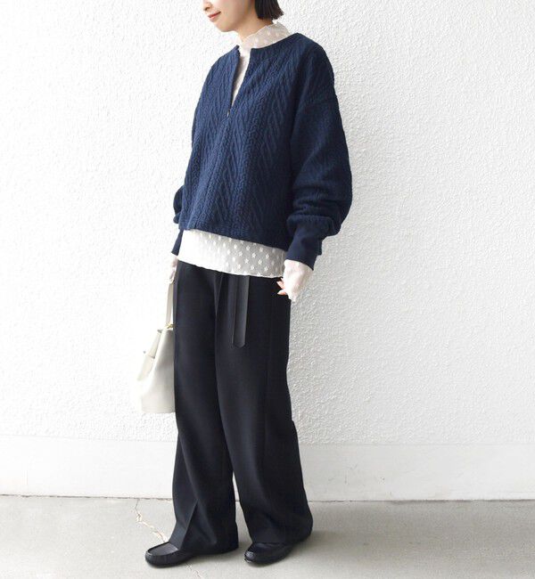 SHIPS for women「〈手洗い可能〉ケーブル ジャージー スキッパー プルオーバー」|Tシャツ・カットソー|