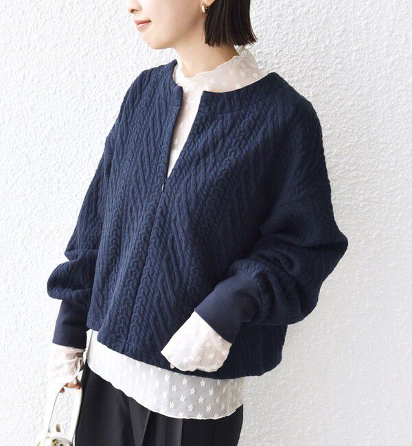 SHIPS for women「〈手洗い可能〉ケーブル ジャージー スキッパー プルオーバー」|Tシャツ・カットソー|