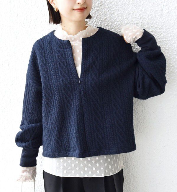 SHIPS for women「〈手洗い可能〉ケーブル ジャージー スキッパー プルオーバー」|Tシャツ・カットソー|