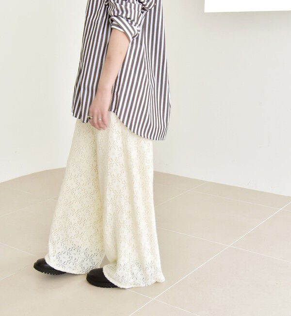 quaranciel「quaranciel:〈洗濯機可能〉フラワー レース ワイド パンツ」|その他|