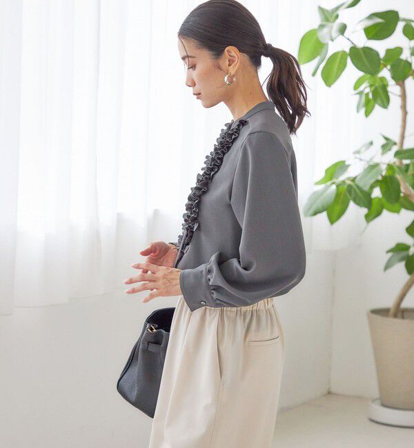 SHIPS for women「〈洗濯機可能〉ポリエステル カルゼ フリル ブラウス」|シャツ・ブラウス|