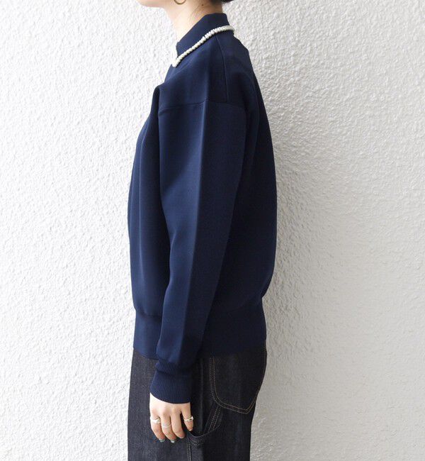 SHIPS any「SHIPS any:〈手洗い可能〉パール モチーフ 襟付き スキッパー ニット プルオーバー」|ニット・セーター|