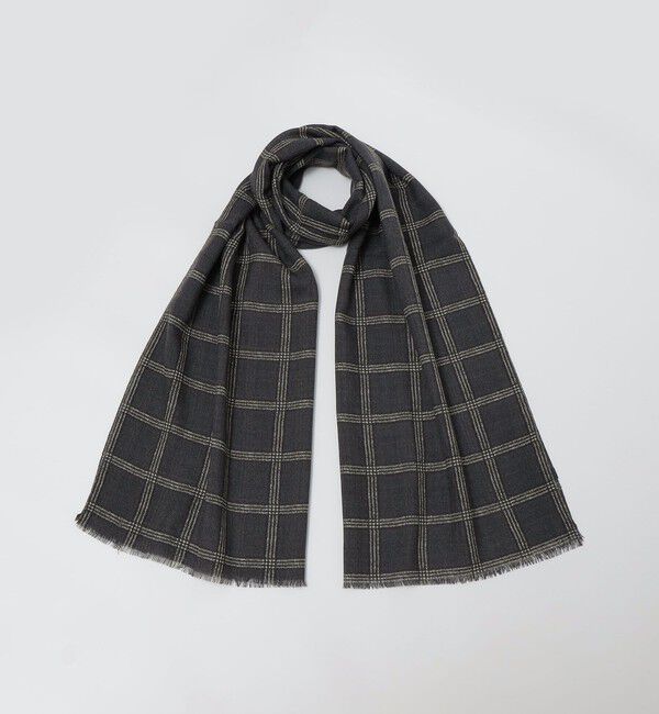 SHIPS「SHIPS: イタリア製 ウール チェック ストール」|ストール|ダークグレー