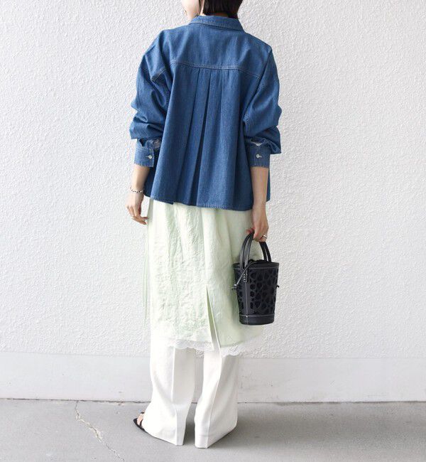 SHIPS for women「〈洗濯機可能〉ダル サテン 裾 レース スカート」|スカート|