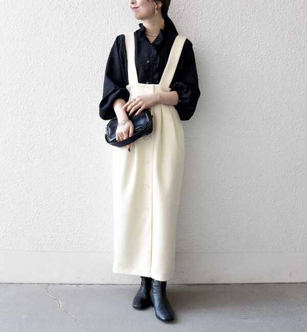 SHIPS any「SHIPS any:〈洗濯機可能〉ジャージー ハイウエスト Iライン ジャンパースカート」|ジャンパースカート|