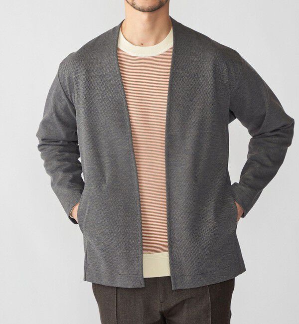 SHIPS「SHIPS: 〈セットアップ対応〉ジャカード ノーカラー カーディガン」|カーディガン|グレー