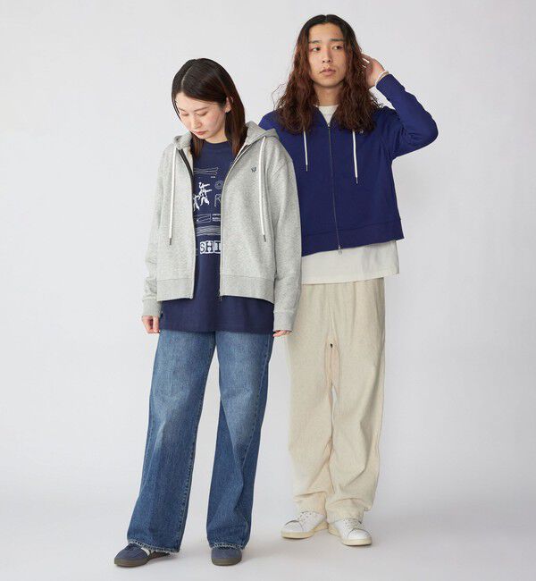 SHIPS「【WEB限定】SHIPS: クロップド ワイド ワンポイント ロゴ ジップアップ フーディー」|パーカー|