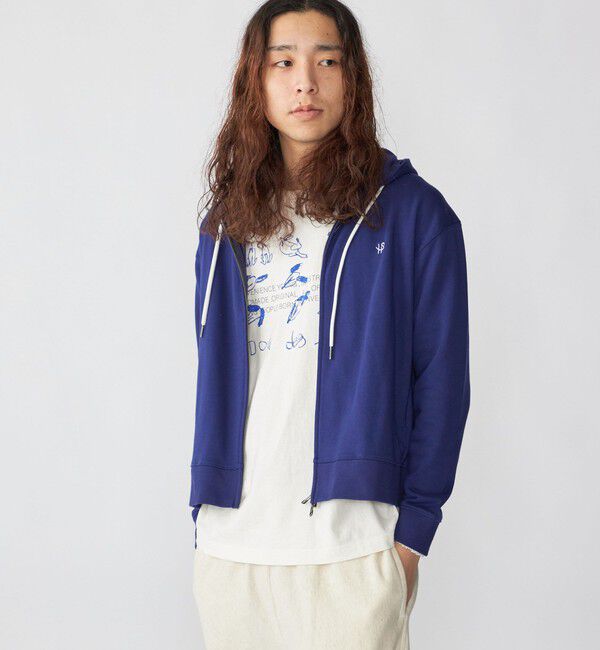 SHIPS「【WEB限定】SHIPS: クロップド ワイド ワンポイント ロゴ ジップアップ フーディー」|パーカー|