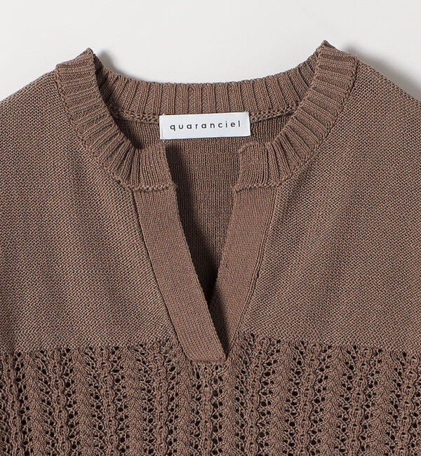 quaranciel「quaranciel:〈手洗い可能〉透かし編み スキッパー ニット プルオーバー」|ニット・セーター|