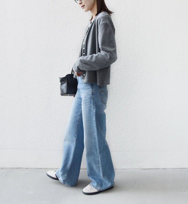 SHIPS for women「〈手洗い可能〉コットン ベロア パール モチーフ ボタン カーディガン」|カーディガン|