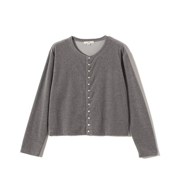SHIPS for women「〈手洗い可能〉コットン ベロア パール モチーフ ボタン カーディガン」|カーディガン|