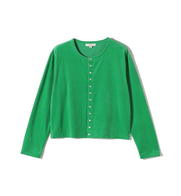 SHIPS for women「〈手洗い可能〉コットン ベロア パール モチーフ ボタン カーディガン」|カーディガン|