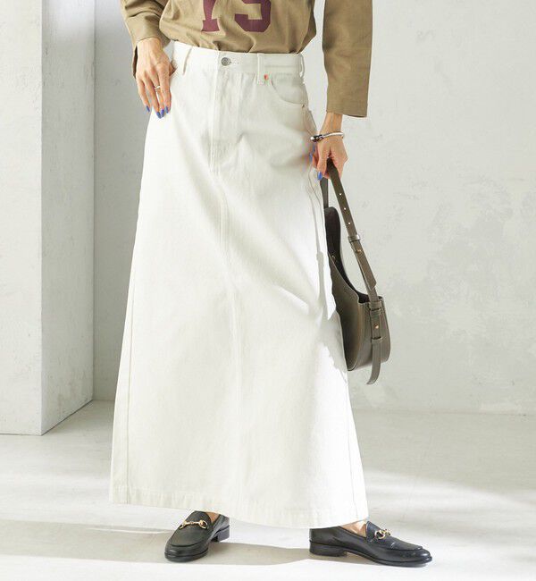 SHIPS for women「NINE CASE:〈洗濯機可能〉デニム スカート」|スカート|ホワイト