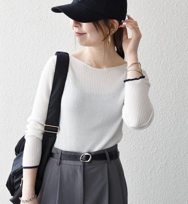 SHIPS any「SHIPS any:〈手洗い可能〉コットン ミックス 配色 リブ ニット プルオーバー」|ニット・セーター|