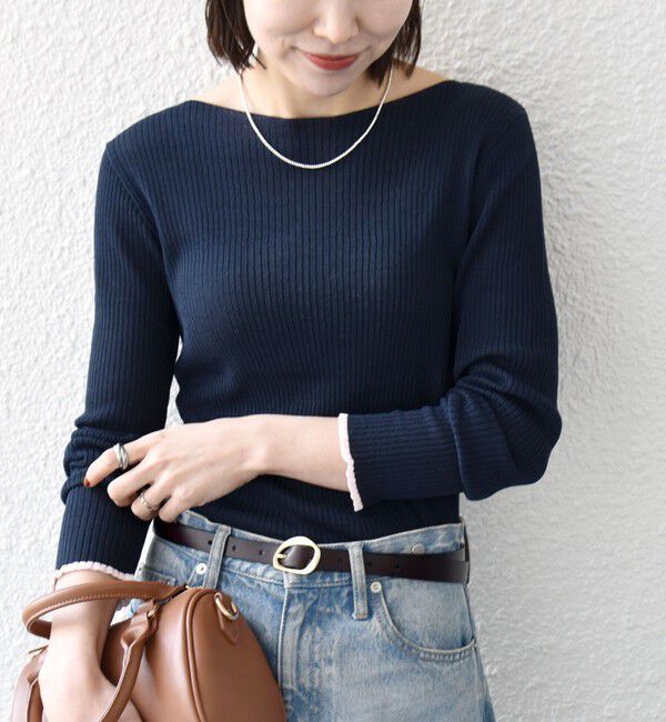 SHIPS any「SHIPS any:〈手洗い可能〉コットン ミックス 配色 リブ ニット プルオーバー」|ニット・セーター|