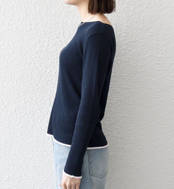 SHIPS any「SHIPS any:〈手洗い可能〉コットン ミックス 配色 リブ ニット プルオーバー」|ニット・セーター|