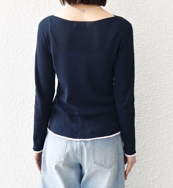 SHIPS any「SHIPS any:〈手洗い可能〉コットン ミックス 配色 リブ ニット プルオーバー」|ニット・セーター|