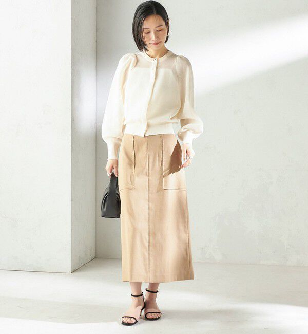 SHIPS for women「〈手洗い可能〉メランジ シアー パフ スリーブ カーディガン」|カーディガン|