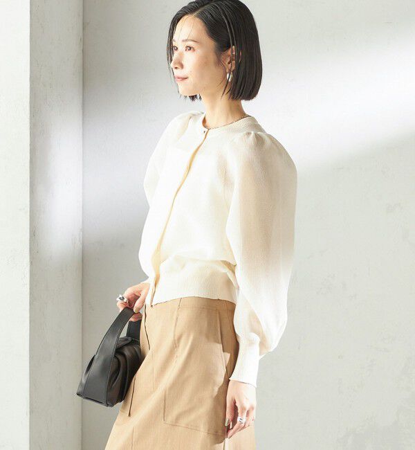 SHIPS for women「〈手洗い可能〉メランジ シアー パフ スリーブ カーディガン」|カーディガン|