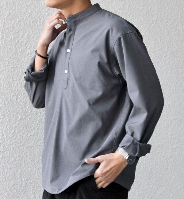 SHIPS any「SHIPS any:〈吸水速乾〉Rapidry バンドスキッパー スピンドル プルオーバー シャツ(セットアップ対応)◇」|シャツ・ブラウス|グレー