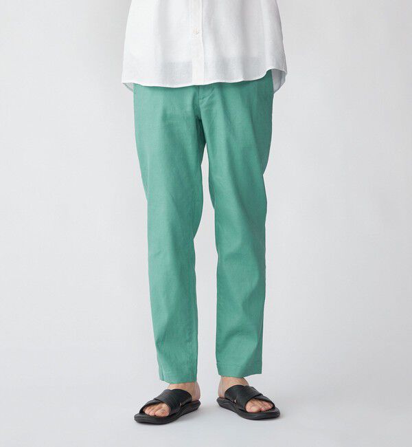 SHIPS「SHIPS: サフィラン リネン イージー パンツ」|チノ|ライトグリーン