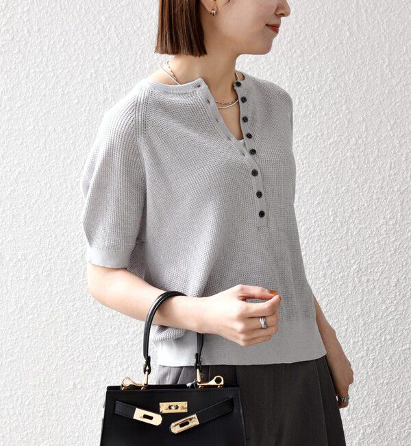 SHIPS any「《予約》SHIPS any:〈手洗い可能〉リネン レーヨン ヘンリーネック プルオーバー」|ニット・セーター|