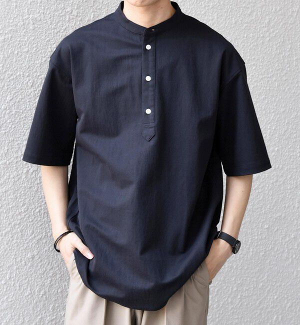 SHIPS any「SHIPS any: 360&deg; THE CIRCLE STRETCH リネン混 バンドカラーシャツ◆」|シャツ・ブラウス|