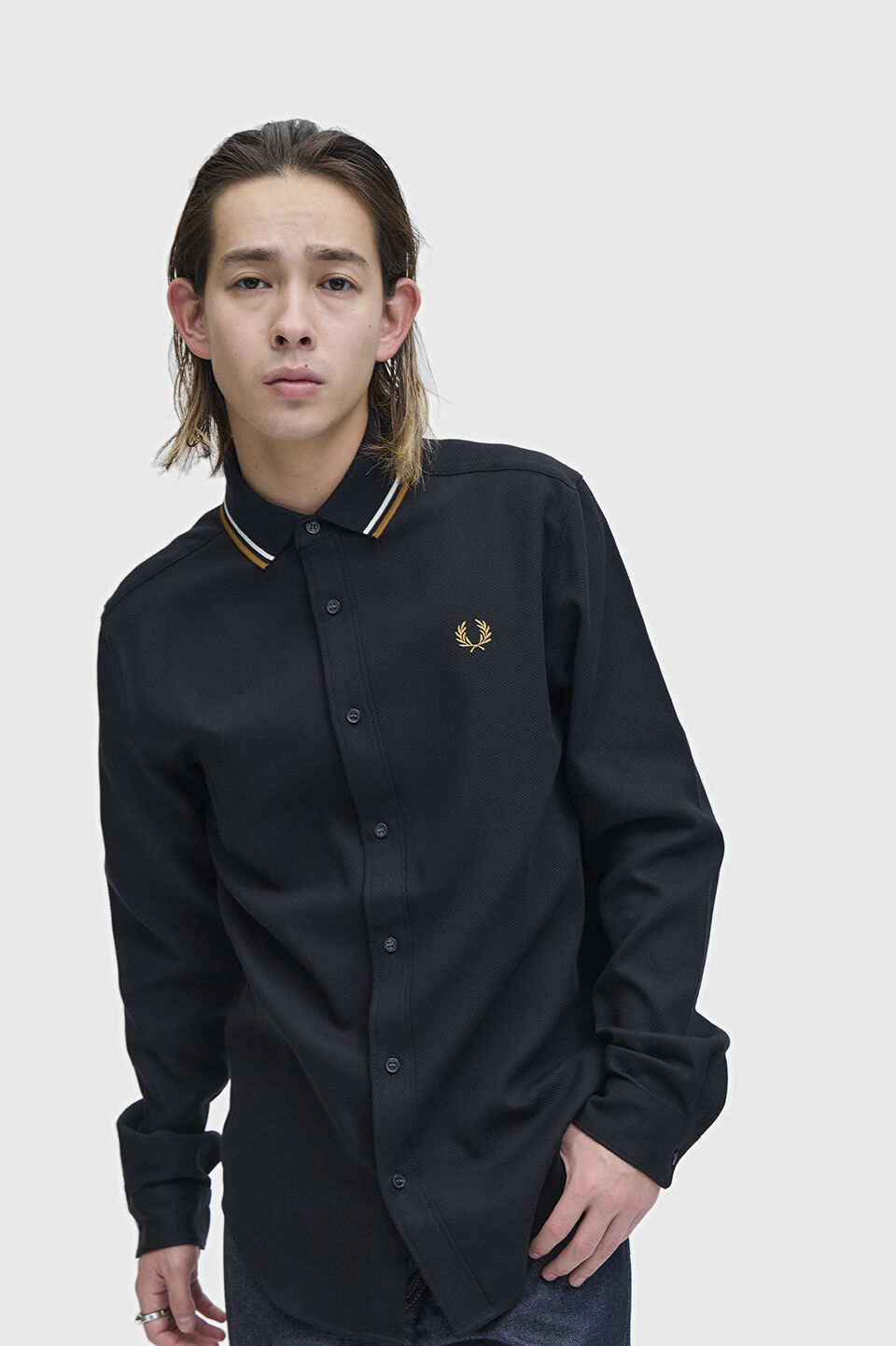 FRED PERRY 「Polo Collar Woven Pique Shirt」|シャツ・ブラウス|BLACK