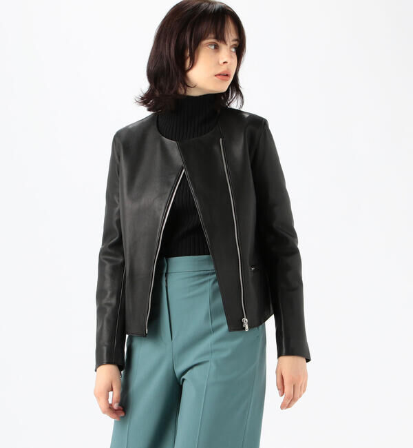 DES PRES「ラムレザー ノーカラージャケット」|ライダースジャケット|