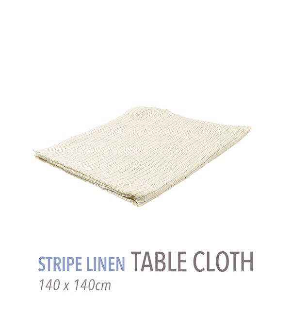 TOMORROWLAND HOME「ストライプリネン テーブルクロス（140cm X 140cm）」|食器・キッチングッズ|24 イエロー系