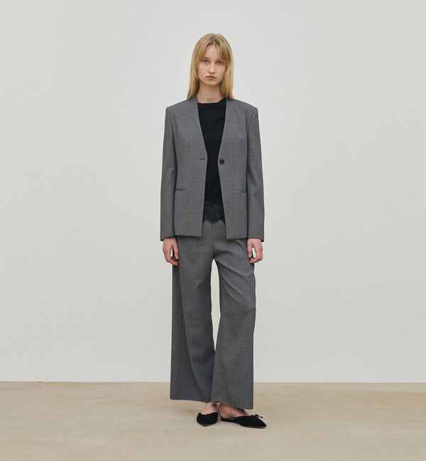 DES PRES「ポリエステルウールバラシャ Vカラージャケット」|ノーカラージャケット|