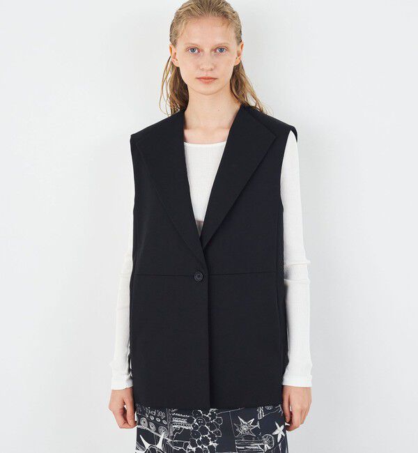 DES PRES「ハイカウントコットンストレッチ ワイドラペルジレ」|ベスト・ジレ|