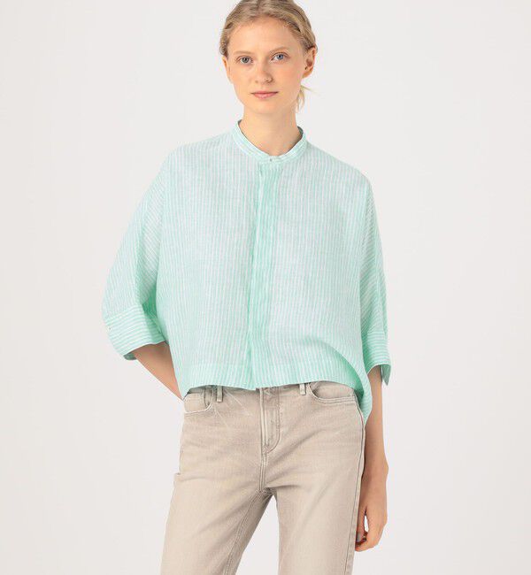 MACPHEE「リネンシャーティング クロップドシャツ」|シャツ・ブラウス|