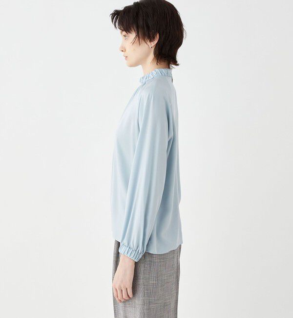 TOMORROWLAND collection「ウォッシャブルサテン スタンドギャザーカラーブラウス」|シャツ・ブラウス|