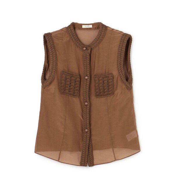 DES PRES「コットンシルクローン スリーブレスブラウス」|シャツ・ブラウス|47 ブラウン