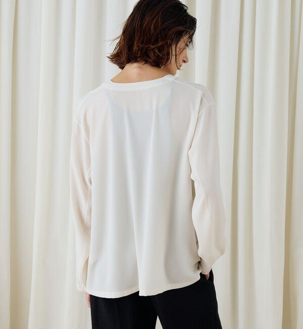 DES PRES「ジャージーライクジョーゼット カラーレスジャケット」|ノーカラージャケット|