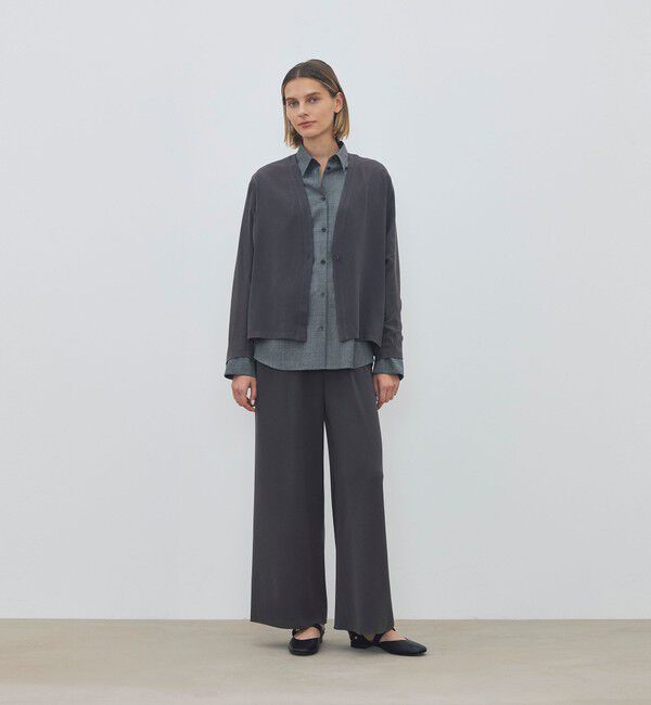 DES PRES「ジャージーライクジョーゼット カラーレスジャケット」|ノーカラージャケット|