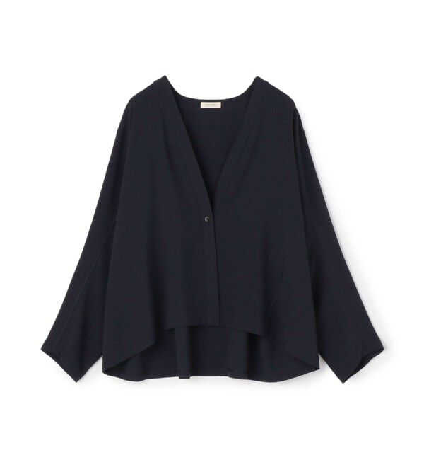 DES PRES「ジャージーライクジョーゼット カラーレスジャケット」|ノーカラージャケット|69 ネイビー