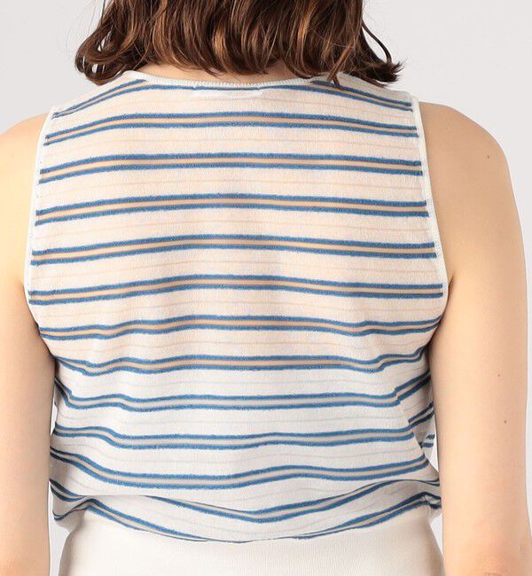 MACPHEE「シアーヤーンボーダー ノースリーブプルオーバー」|ニット・セーター|