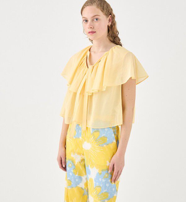 TOMORROWLAND collection「ルコットンオーガンジー カスケードラッフルカラーブラウス」|シャツ・ブラウス|