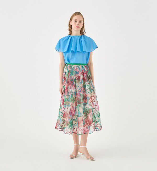 TOMORROWLAND collection「ルコットンオーガンジー カスケードラッフルカラーブラウス」|シャツ・ブラウス|