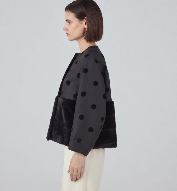 TOMORROWLAND collection「モールドット ファーペプラムジャケット」|ブルゾン・スタジャン|