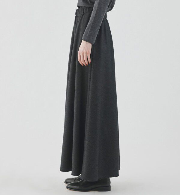 GALERIE VIE「フラノストレッチ ギャザーマキシスカート」|フレア|