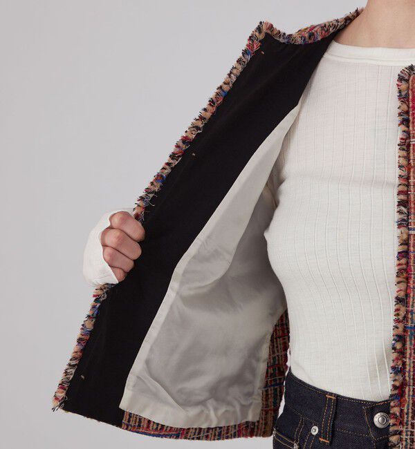 MACPHEE「マルチツイード ラウンドカラージャケット」|ノーカラージャケット|