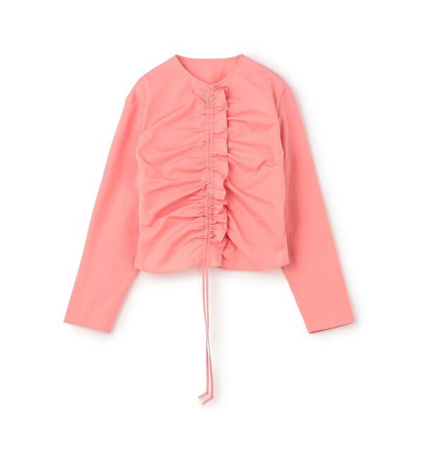 BACCA「コットンタイプライター ギャザードブラウス」|シャツ・ブラウス|33 ピンク